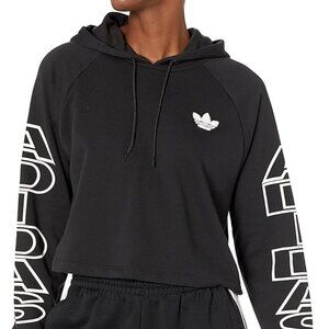 🆕adidas Originals Women's Cropped Letter Hoodie, X-Large, BLACK, Brand NEW, Aut